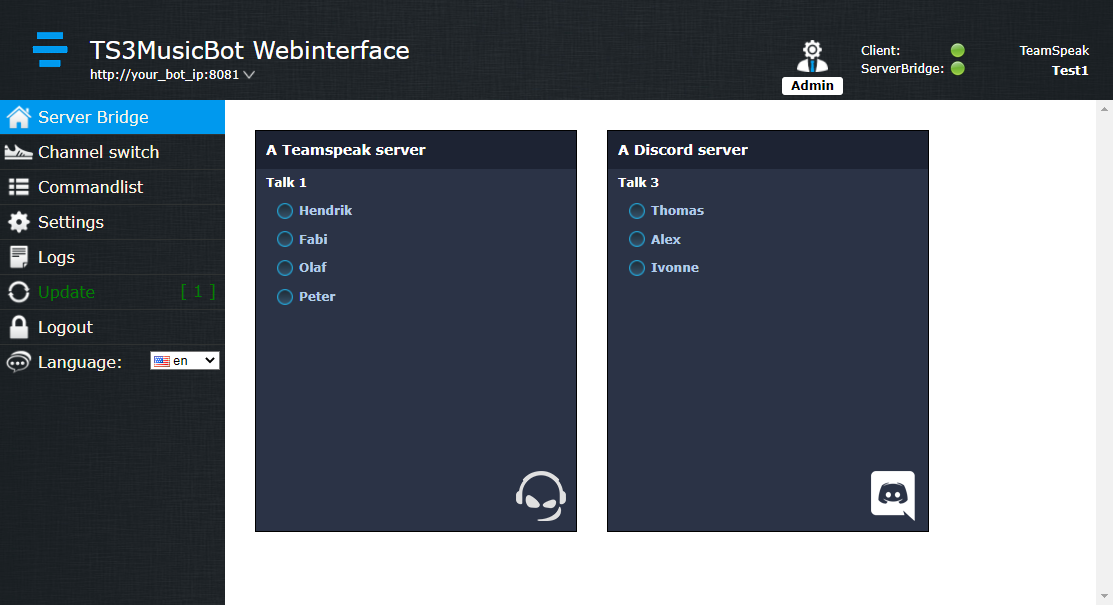 TS3MusicBot ServerBridge Settings